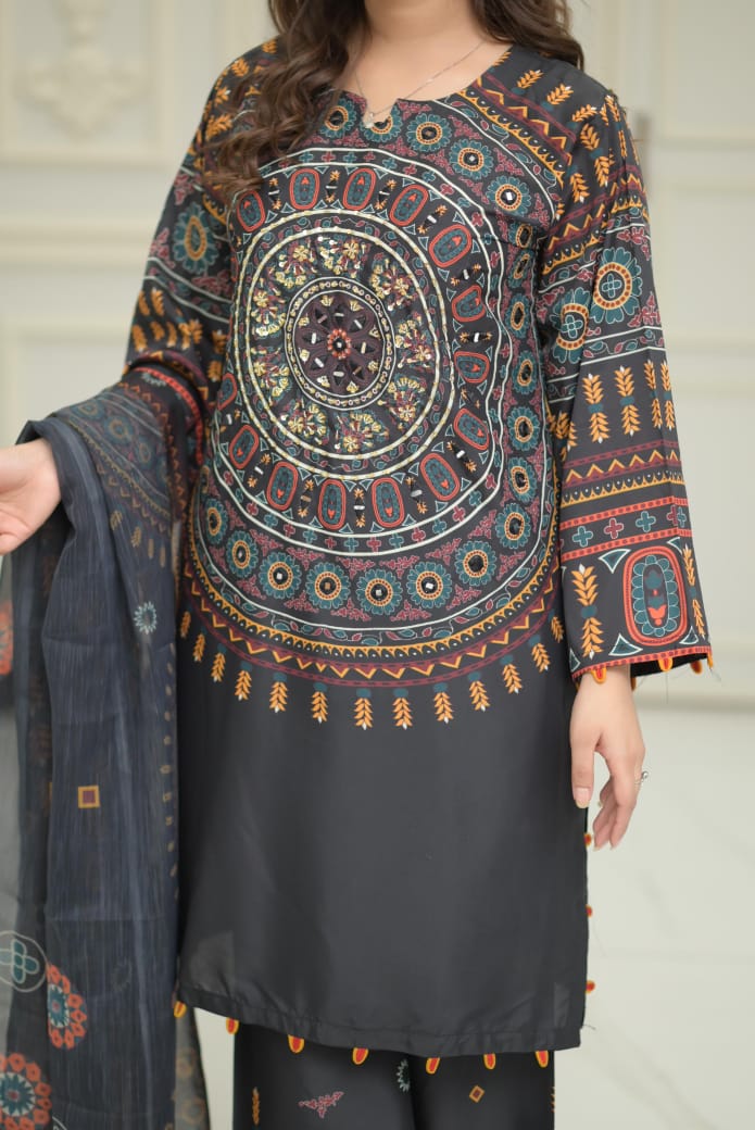 Winter Collection - Swiss Raw Silk Mirror 2Pcs - The Mak's Store