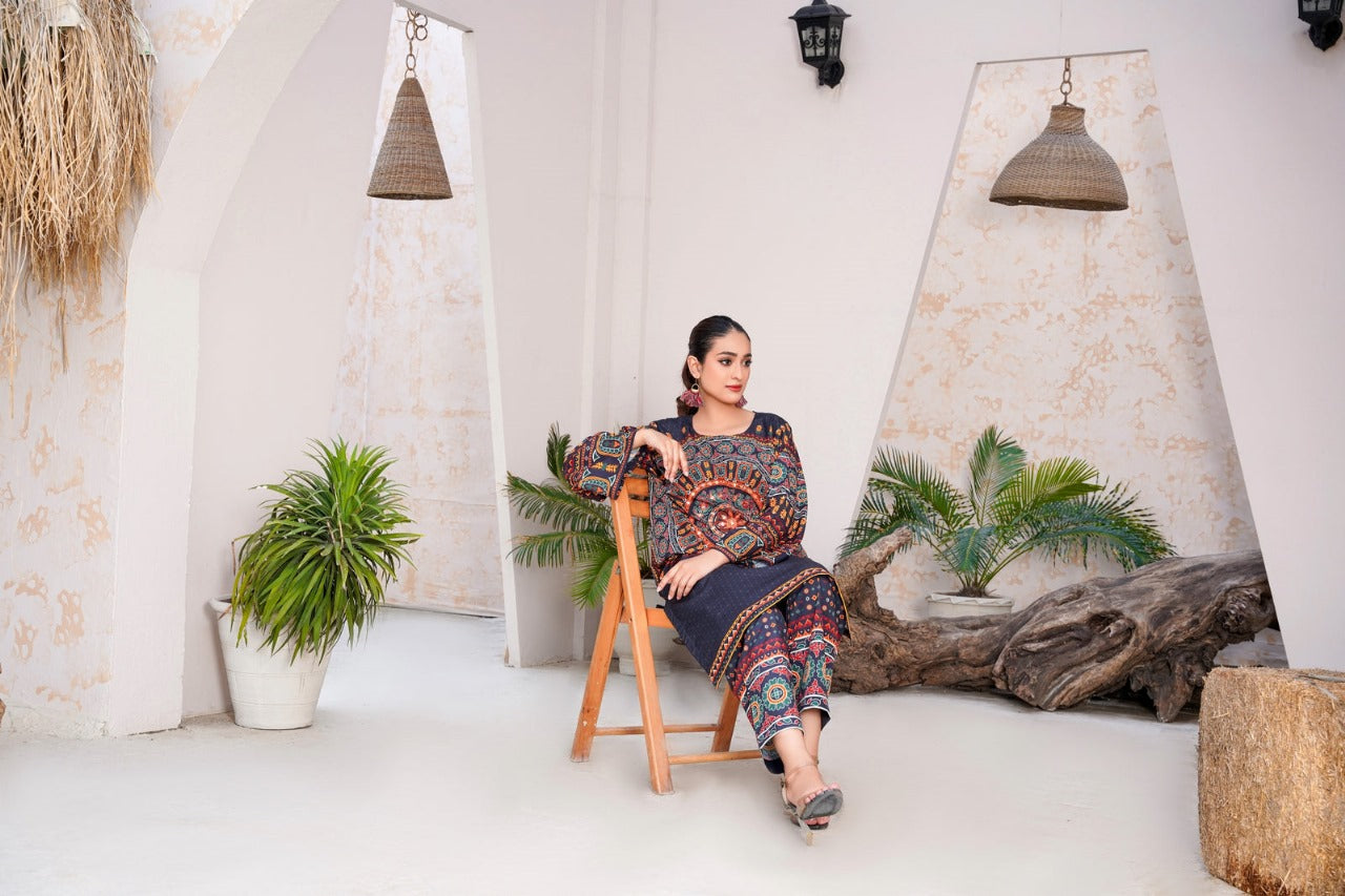 Winter Collection - Swiss Raw Silk Mirror 2Pcs - The Mak's Store