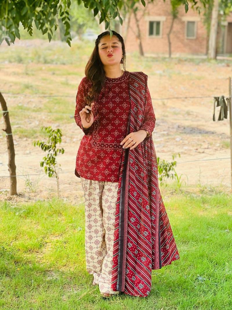 ZARISH 3PC SUIT WITH FARSI SALWAR