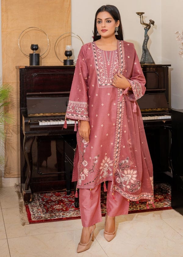 DUSTY ROSE ELEGANCE EMBROIDERED 3PC
