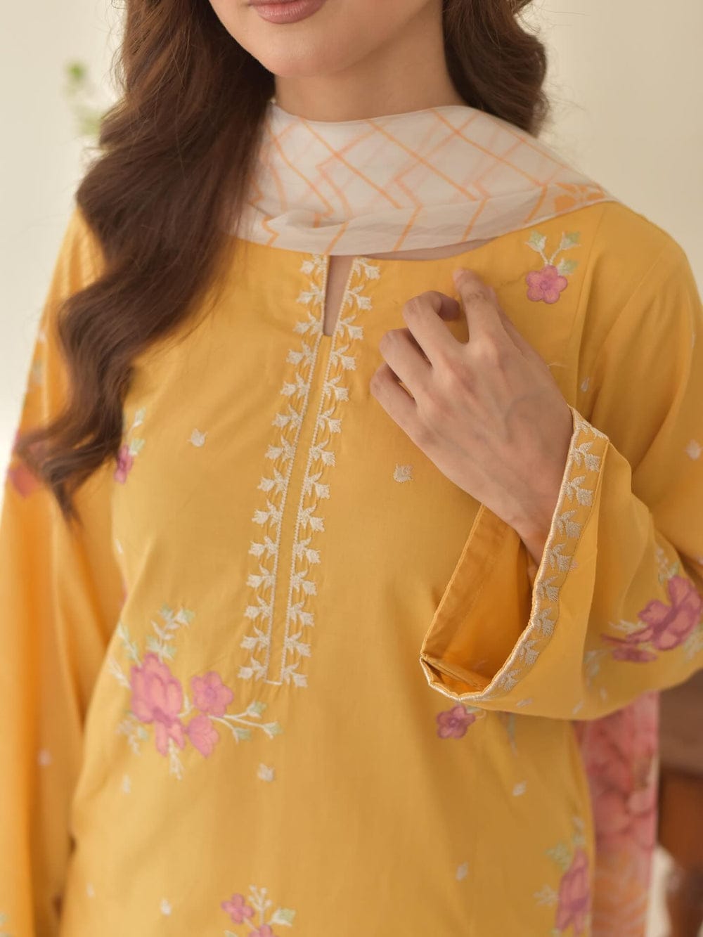 YELLOW SUNFLOWR EMBROIDERED 3PC