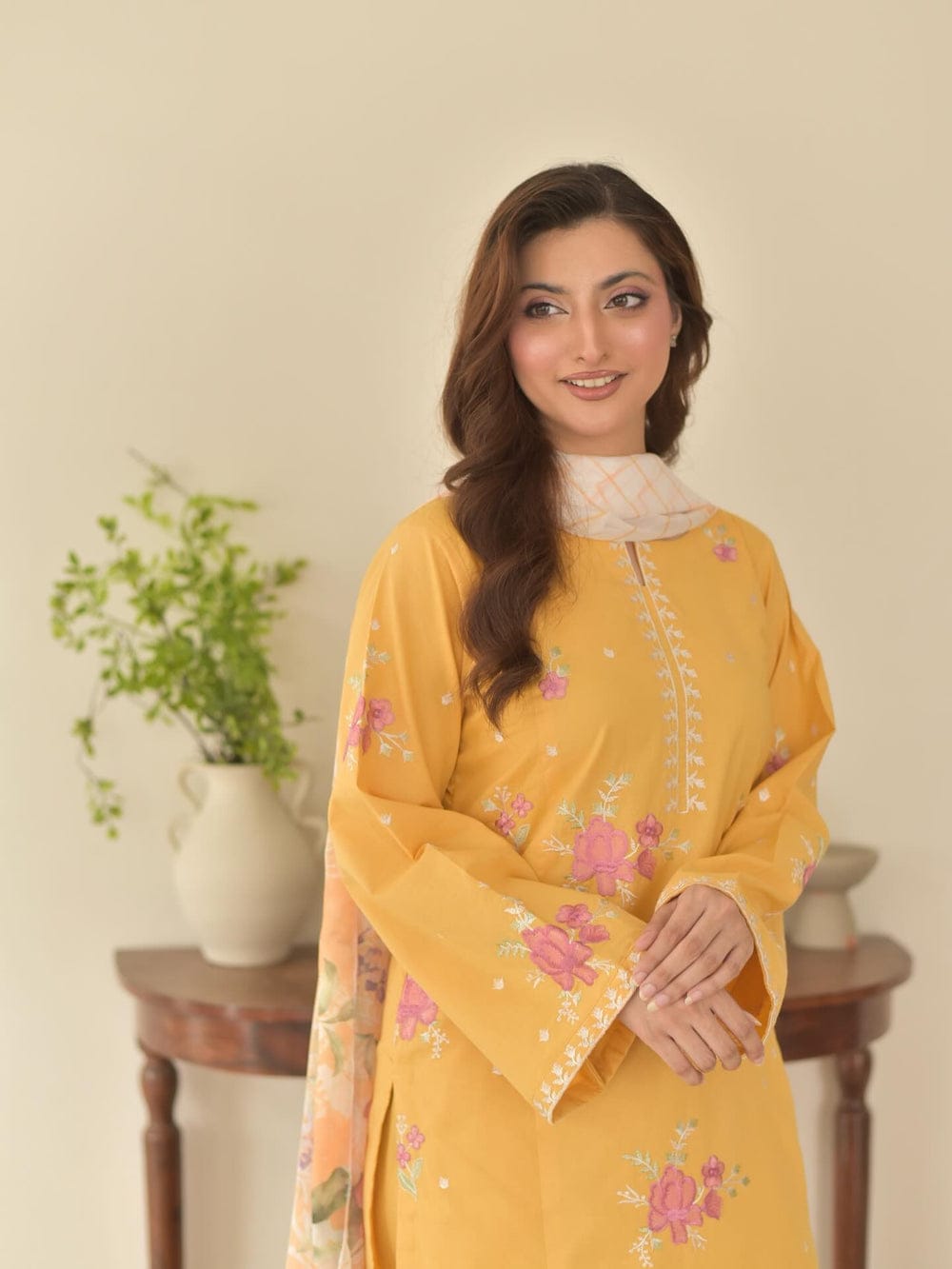 YELLOW SUNFLOWR EMBROIDERED 3PC