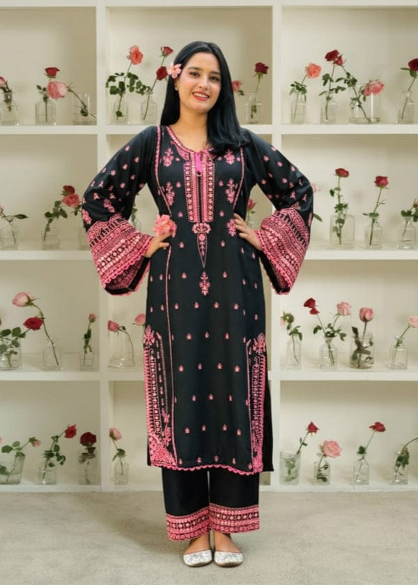 BLACK ROSE EMBROIDERED 2PC -