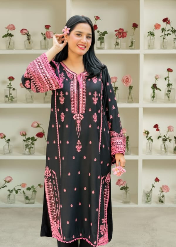 BLACK ROSE EMBROIDERED 2PC -