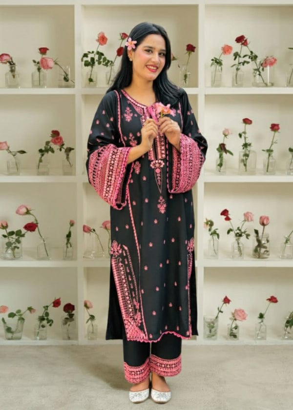 BLACK ROSE EMBROIDERED 2PC -