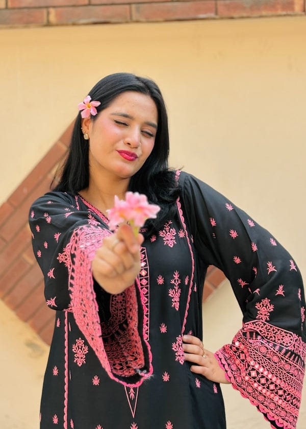 BLACK ROSE EMBROIDERED 2PC -