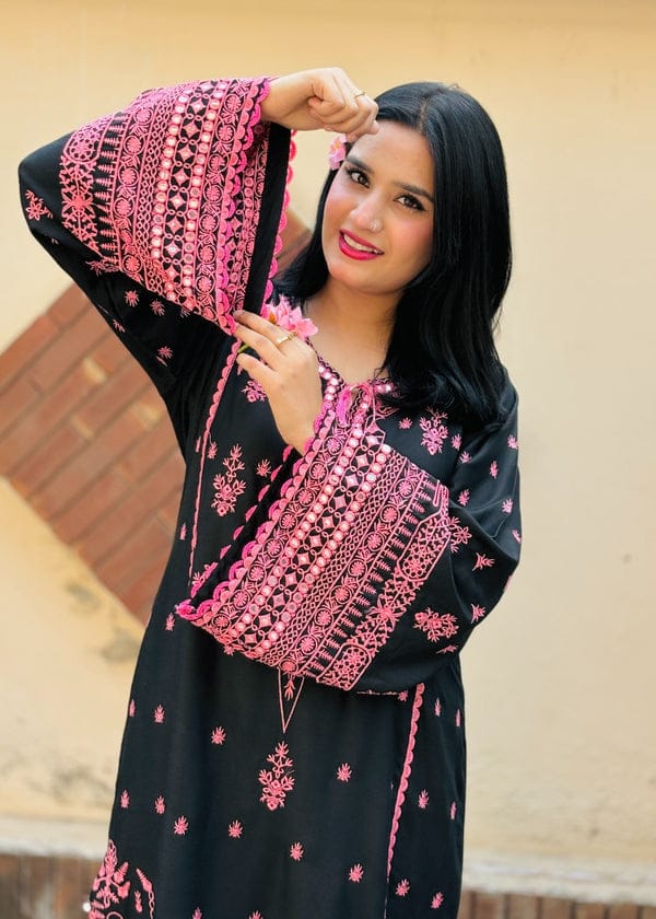 BLACK ROSE EMBROIDERED 2PC -