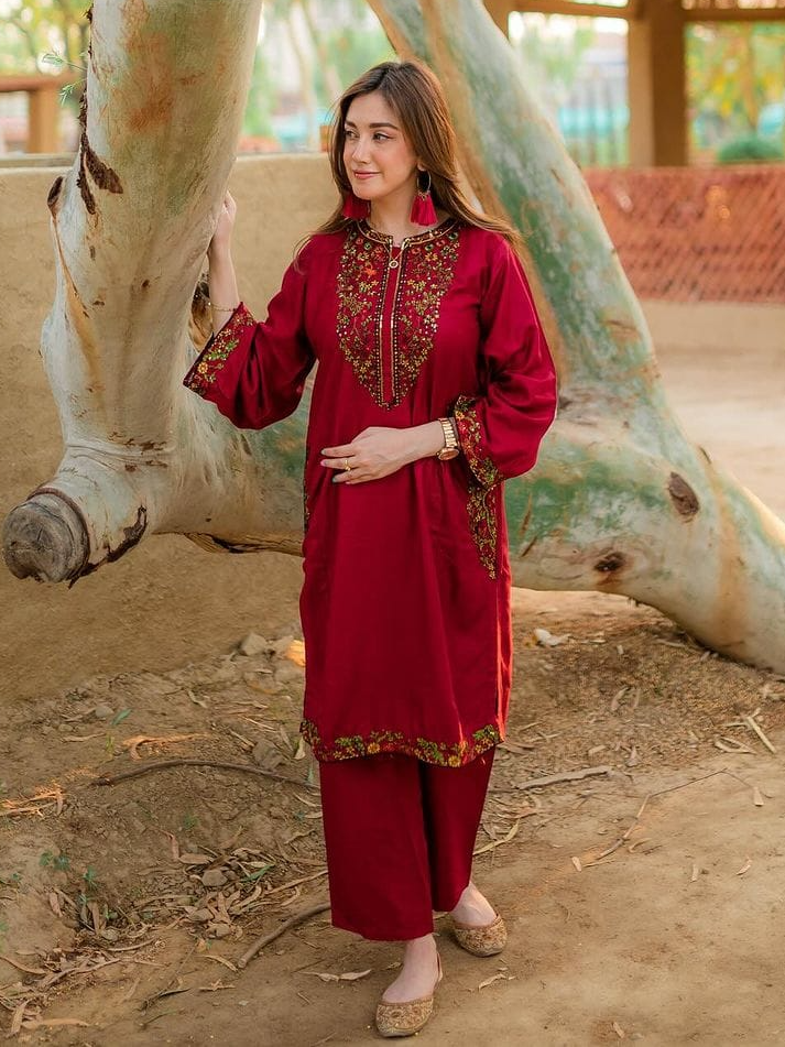 Pocket Sequence Embroidery 2-Piece Set - The Mak's Store